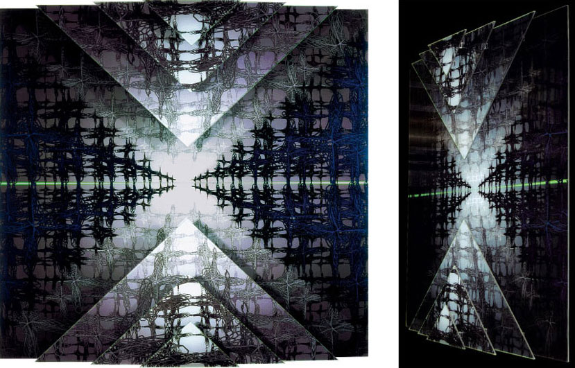 Delta / Création numérique sous plexiglas - architecture / 120X120cm / 2001