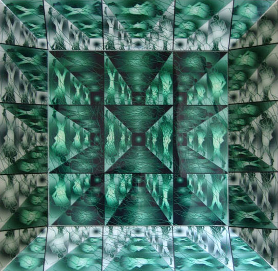 Méta Cube II / Création numérique sous plexiglas - architecture / 100X100cm / 2004