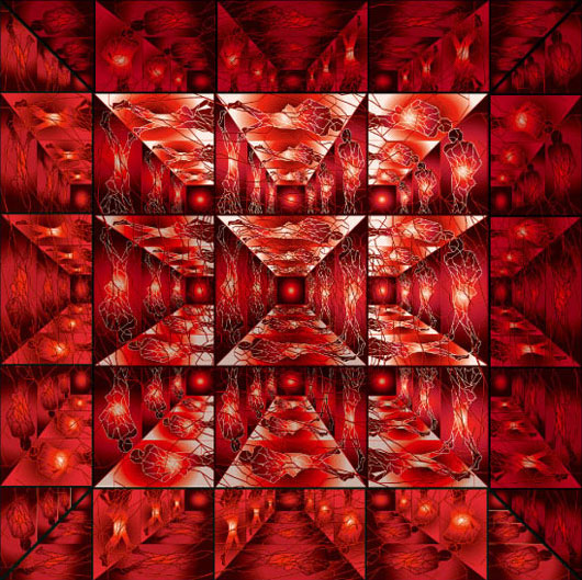 Méta Cube III / Création numérique sous plexiglas - architecture / 80X80cm / 2004
