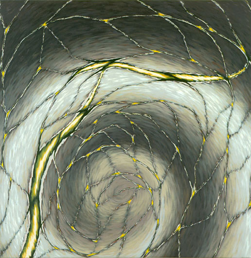 Terre Fragments 1 / Acrylique sur toile / 100X100cm / 1990