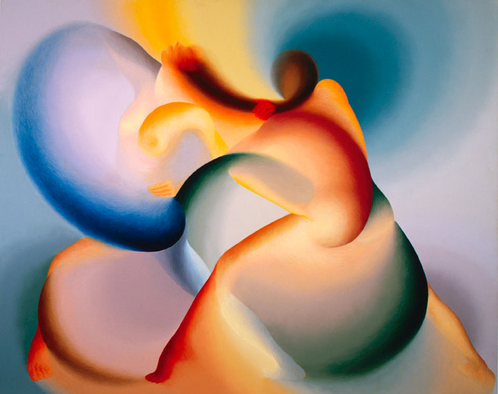Muses Duo I / acrylique sur toile / 97x162 cm / 1985